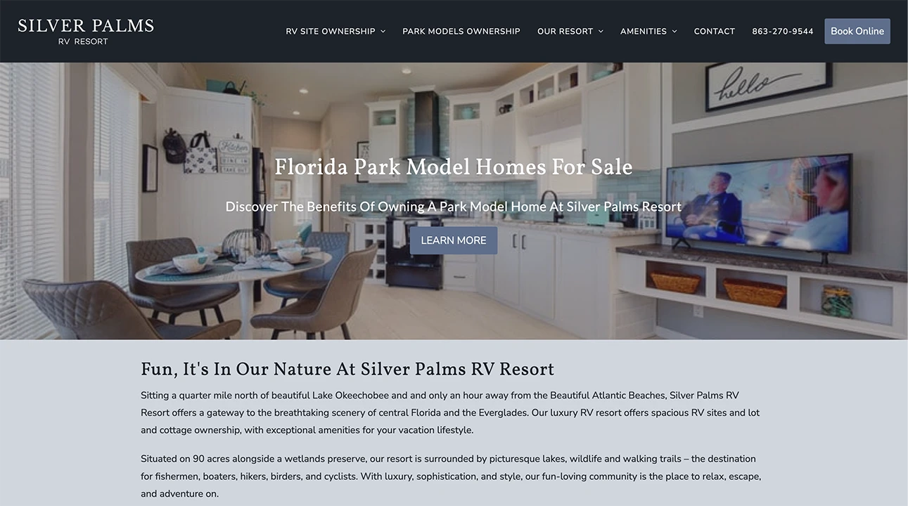 Silver Palms RV Resort website design